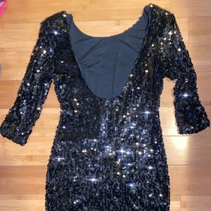 Sequin Shoulder Padded Dress